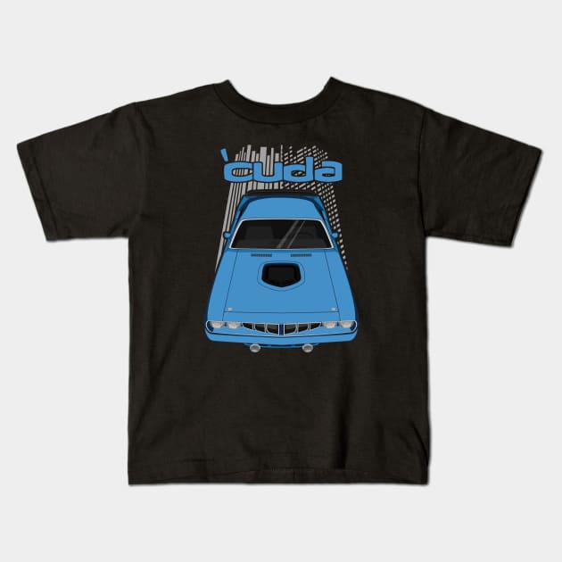 Plymouth Barracuda 1971 - Blue Kids T-Shirt by V8social